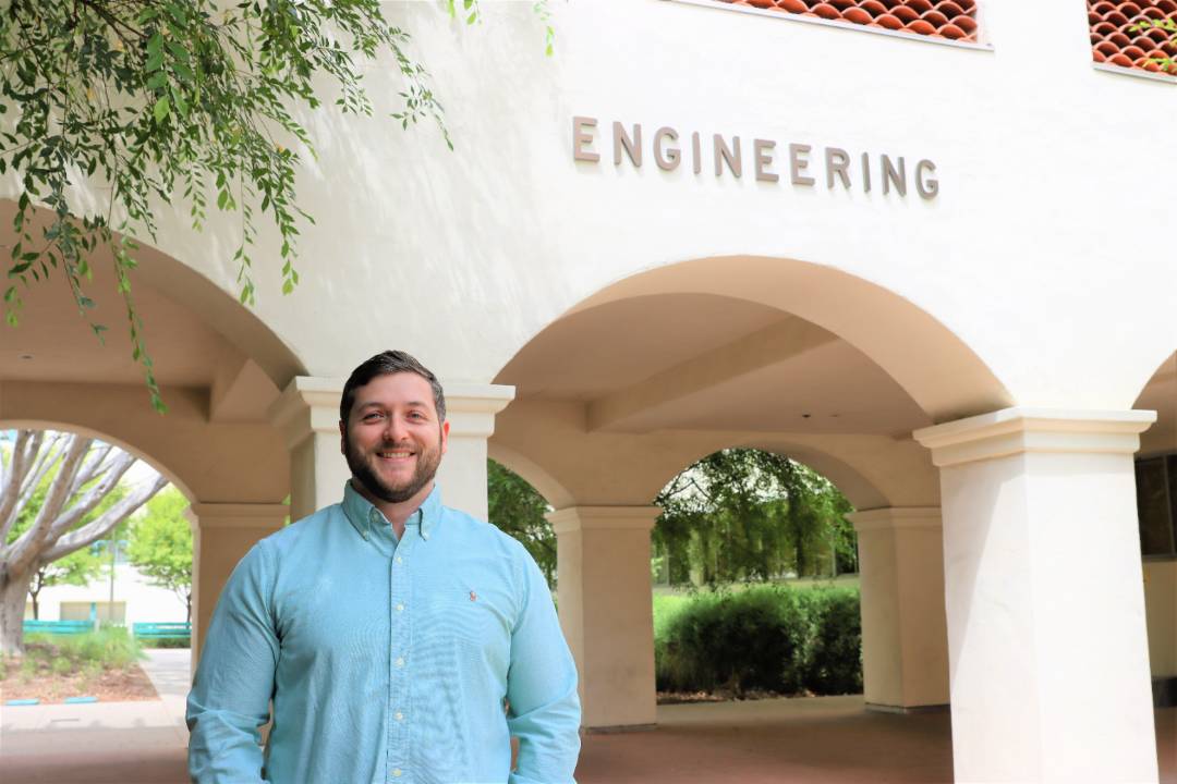 PM Josh Imes outside of the Engineering building