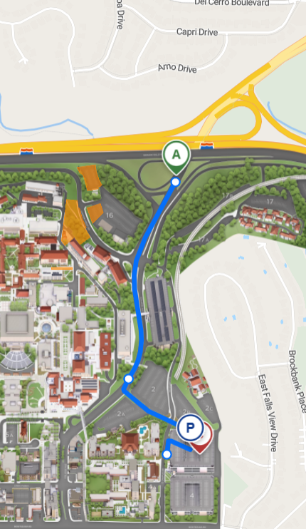 map directions to parking structure 3